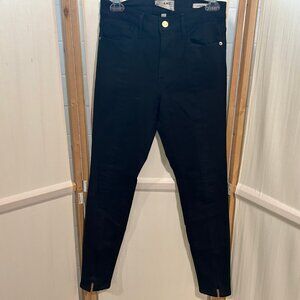 FRAME Denim Sz 27 Black Le High Skinny Jeans with Zipper on Legs